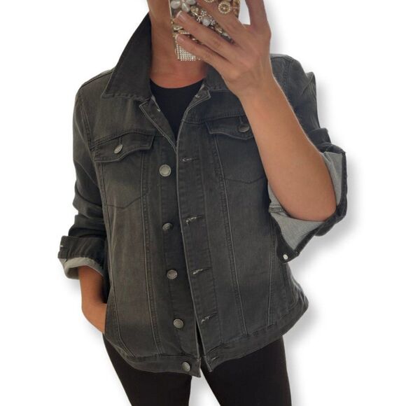 Love and Legend classic denim jacket, sz14, distressed look, acid wash, EUC - Picture 8 of 16